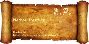 Medve Patrik névjegykártya